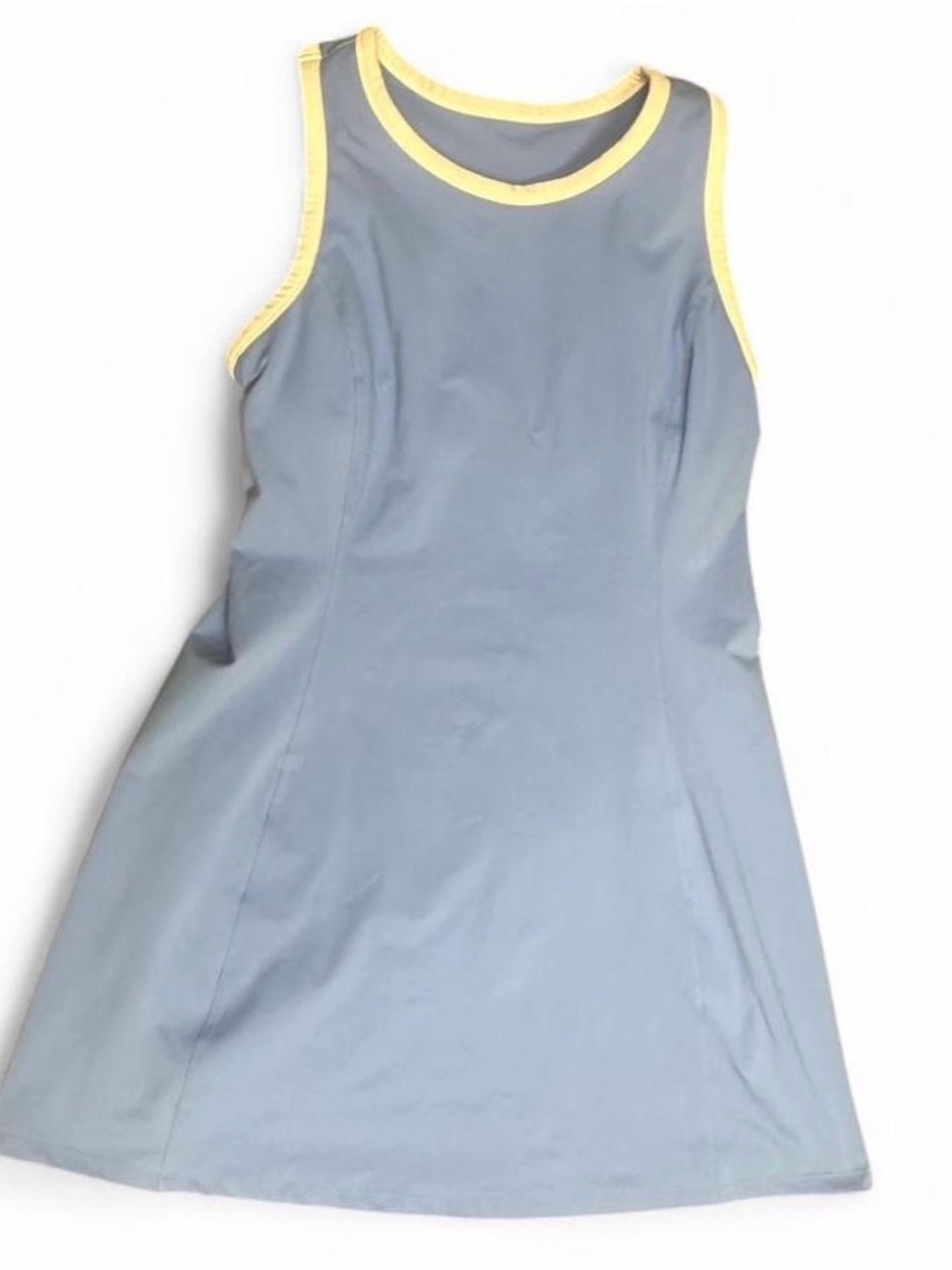 Marika Light Blue Sleeveless Dress with Pure White Trim